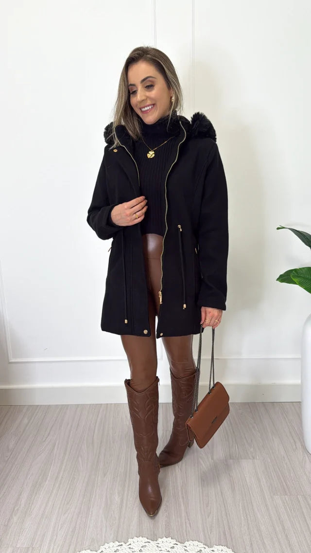 Parka de Lã Batida Suíça – Elegância e Conforto