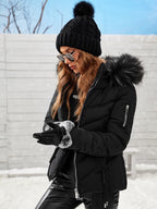 Jaqueta de Inverno Feminina com Capuz Acolchoada Puffer