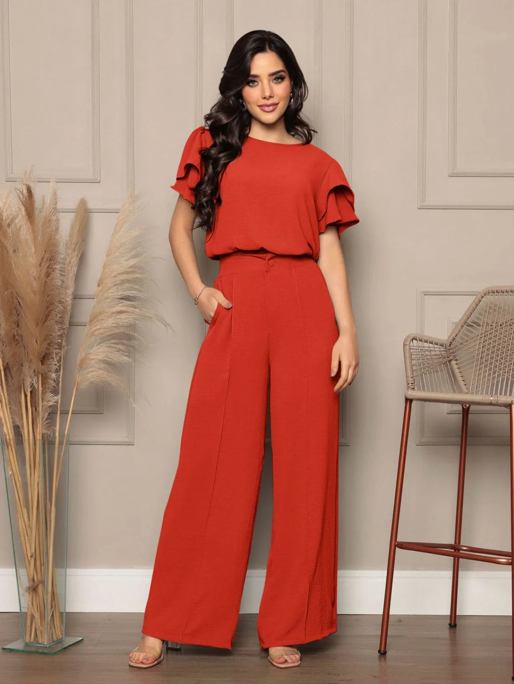 Conjunto Feminino Blusa e Calça Pantalona