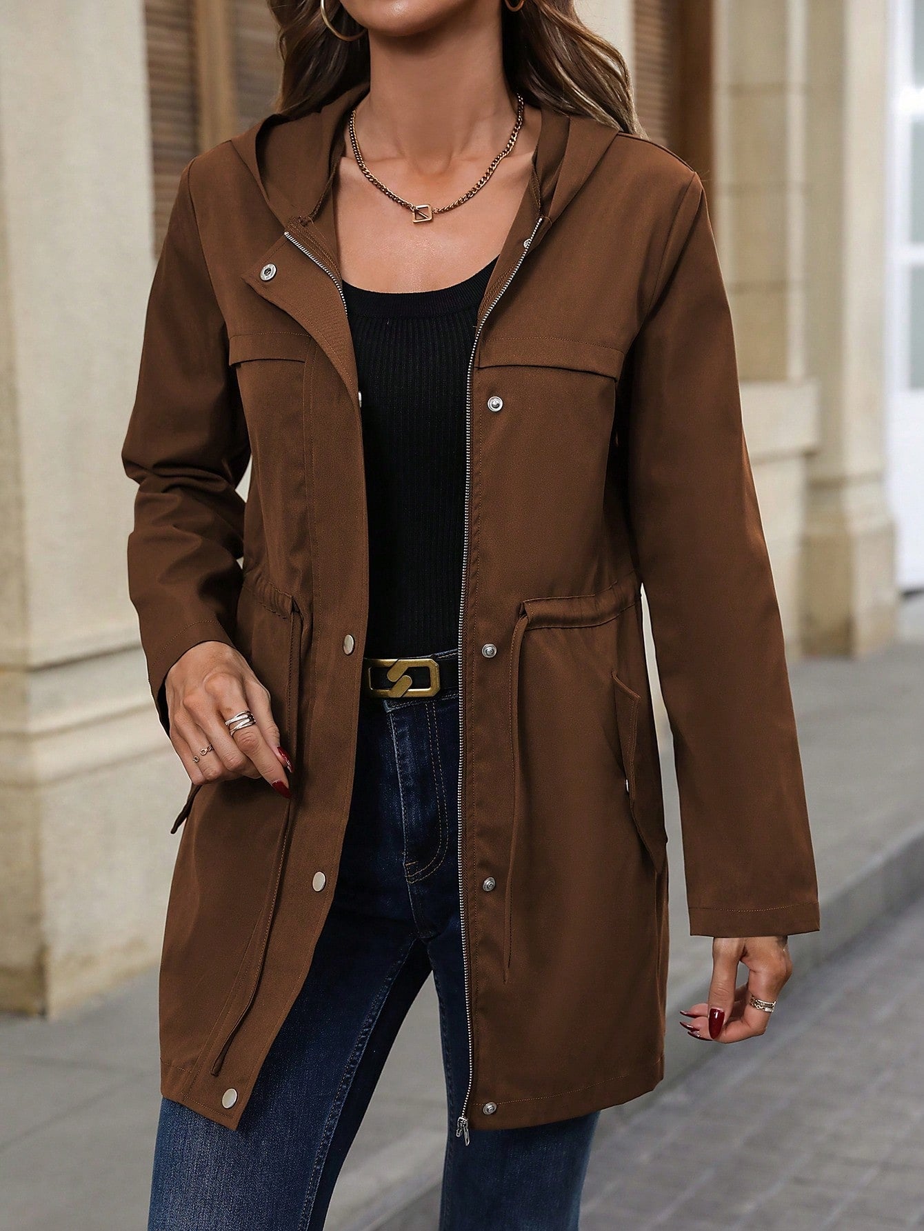 Jaqueta Parka Feminina com Capuz