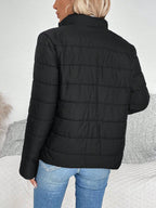Jaqueta de Inverno Puffer Feminina Acolchoada com Zíper