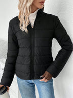 Jaqueta de Inverno Puffer Feminina Acolchoada com Zíper