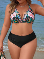 Biquíni Feminino com Estampa Floral e Cintura Alta