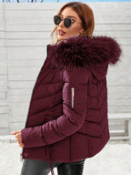 Jaqueta de Inverno Feminina com Capuz Acolchoada Puffer