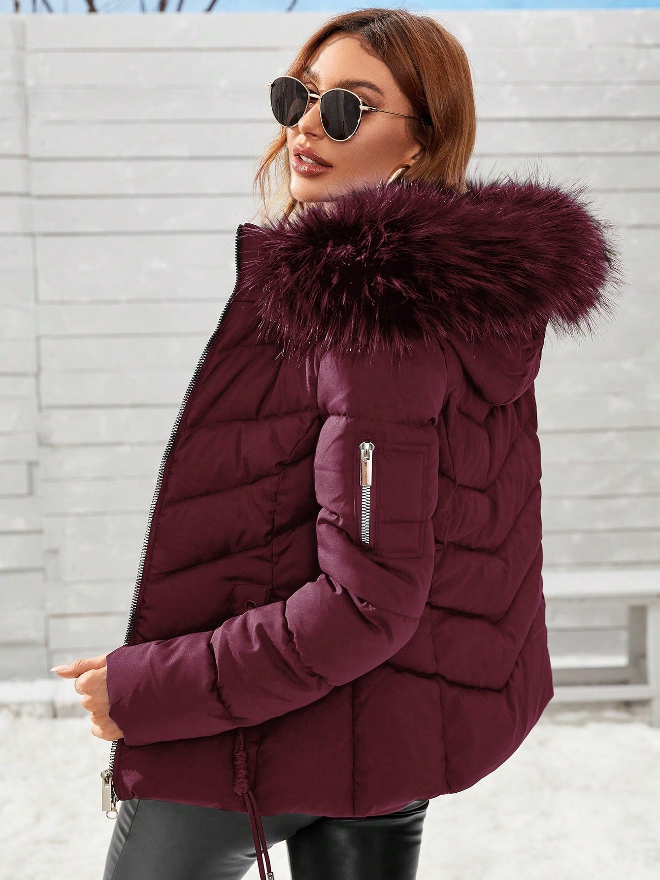 Jaqueta de Inverno Feminina com Capuz Acolchoada Puffer