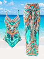 Maiô com saída de praia feminino e estampado Adriely