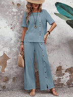 Conjunto Feminino Soltinho de Algodão Calça e Blusa