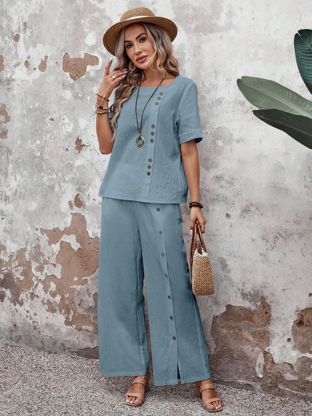 Conjunto Feminino Soltinho de Algodão Calça e Blusa