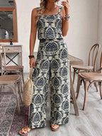 Conjunto Feminino Regata e Calça Soltinho Estampado Retrô
