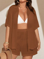 Conjunto de 2 Peças Feminino de Praia com Modelagem Solta e Shorts de Cobertura - Dália