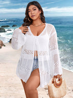 Cardigan Feminina de Praia Vazada com Amarração Frontal - Liana