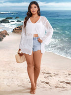 Cardigan Feminina de Praia Vazada com Amarração Frontal - Liana