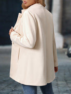 Casaco de Inverno Sobretudo Feminino Lã Batida Elegante