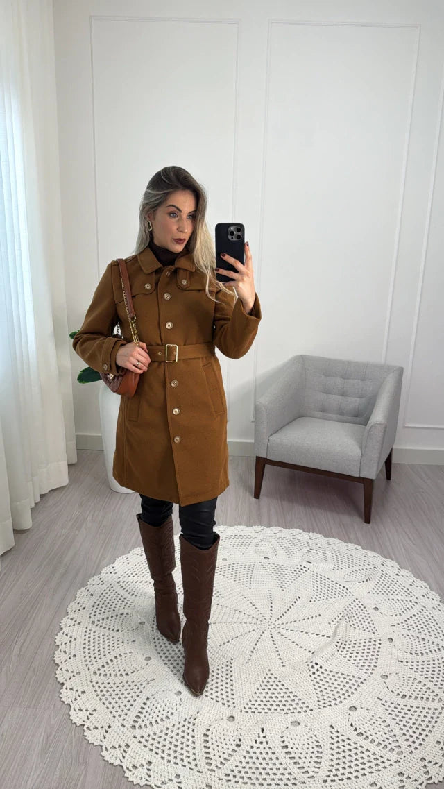 Casaco Trench Coat de Lã Batida Berlim – Elegância e Conforto