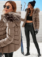 Jaqueta de Inverno Feminina com Capuz Acolchoada Puffer