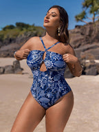 Maiô Feminino com Estampa Tropical e Decote Halter