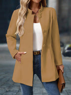 Casaco de Inverno Sobretudo Feminino Lã Batida Elegante