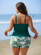 Tankini Feminino com Laterais Ajustáveis e Shorts Estampado