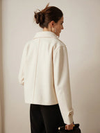 Casaco Lã Batida Feminino Curto com Bolso