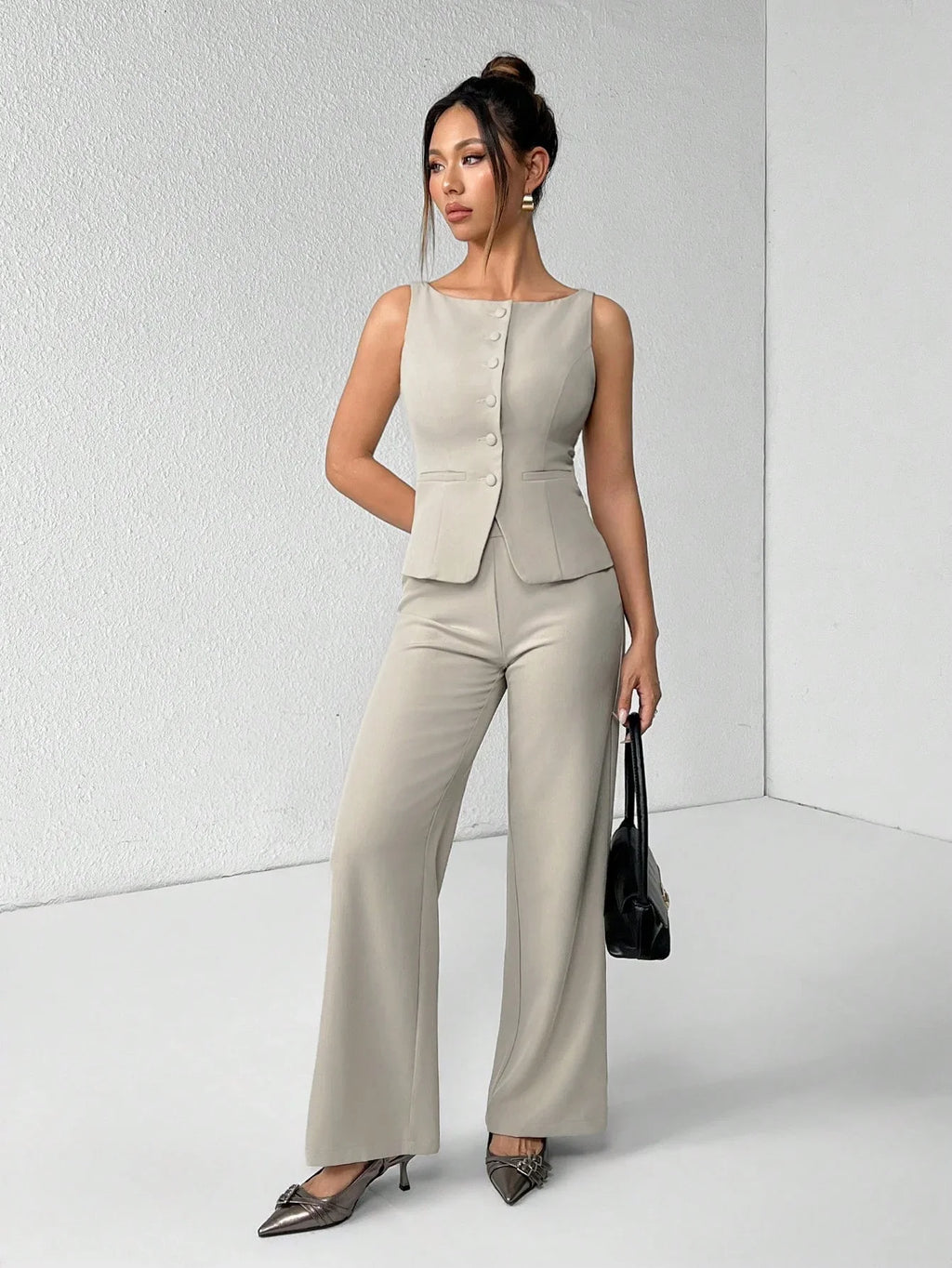 Conjunto Alfaiataria Feminino Colete e Calça Social