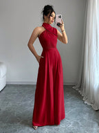 Macacão Feminino Pantalona Elegante Assimétrico