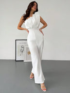 Macacão Feminino Elegante Plissado Um Ombro Só