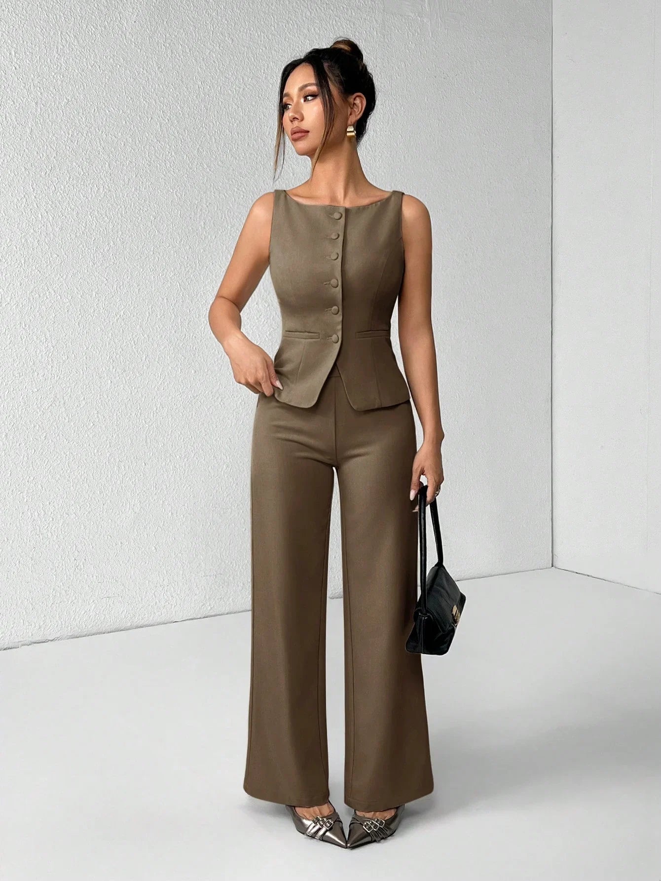 Conjunto Alfaiataria Feminino Colete e Calça Social