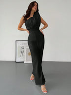 Macacão Feminino Elegante Plissado Um Ombro Só