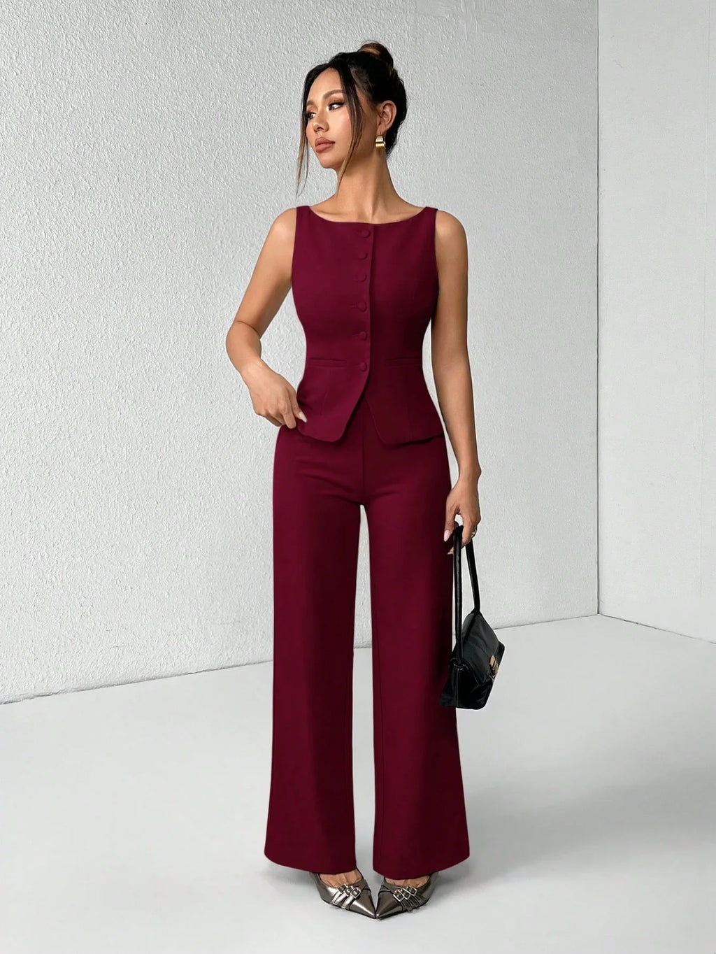 Conjunto Alfaiataria Feminino Colete e Calça Social