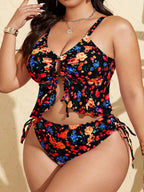 Tankini Feminino com Babado no Busto, Amarração Lateral, Fenda