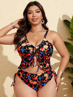Tankini Feminino com Babado no Busto, Amarração Lateral, Fenda