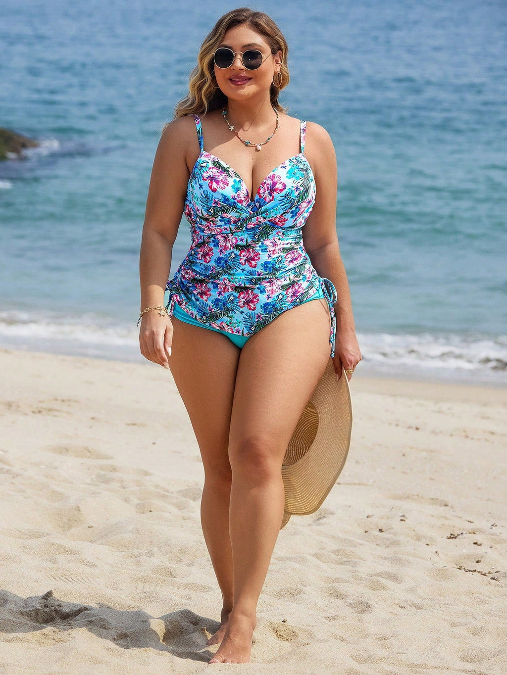 Tankini Feminino Franzido Cruzado na Frente