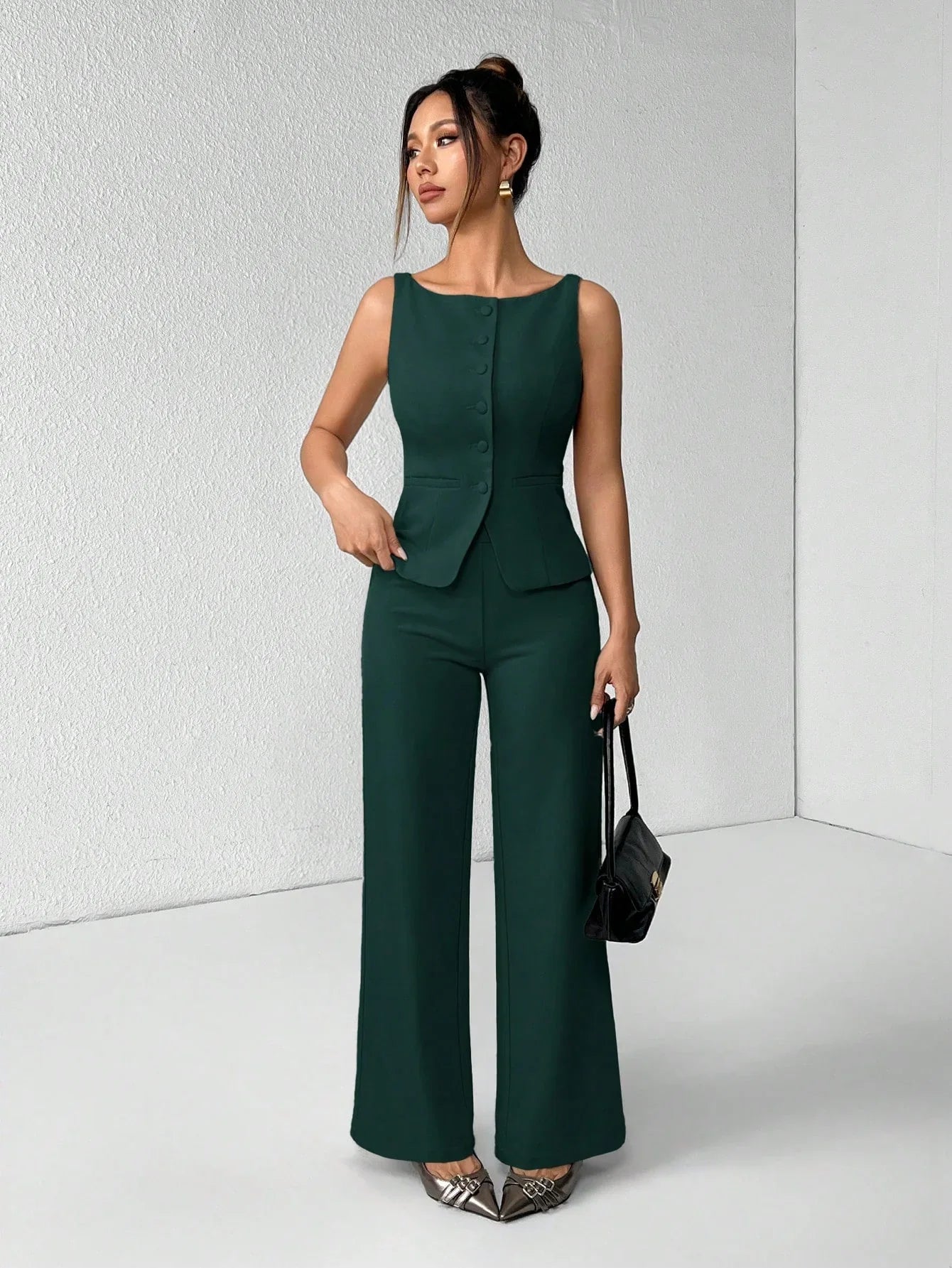 Conjunto Alfaiataria Feminino Colete e Calça Social