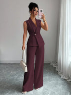 Conjunto Feminino de Alfaiataria Colete e Calça