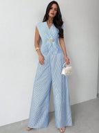 Conjunto Alfaiataria Elegante Feminino Colete e Calça Pantalona