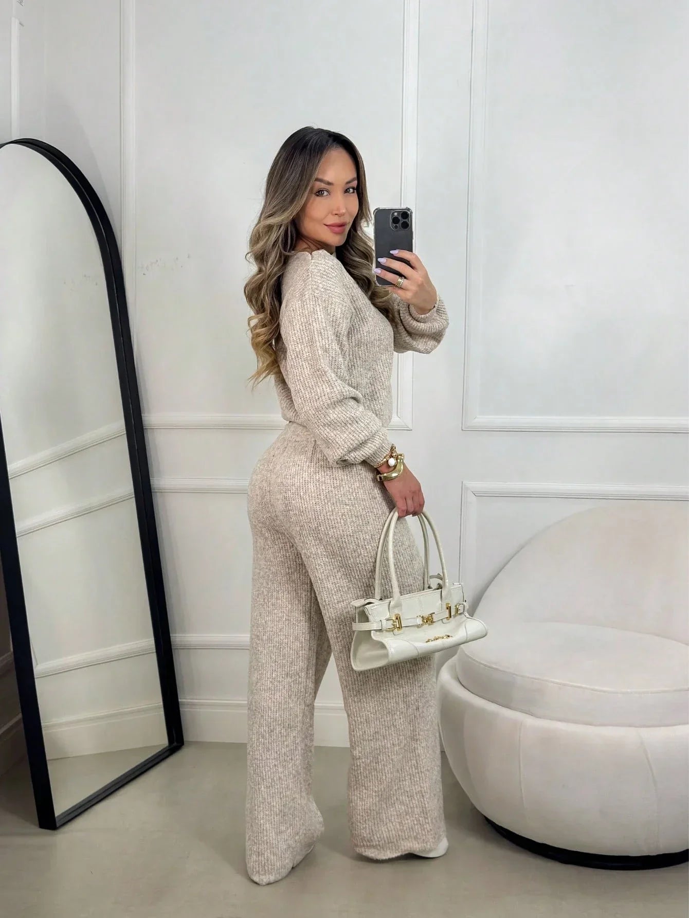 Conjunto de Tricô Mousse Feminino Inverno