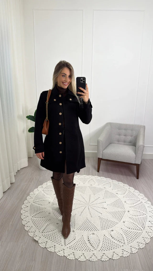 Casaco Trench Coat de Lã Batida Berlim – Elegância e Conforto