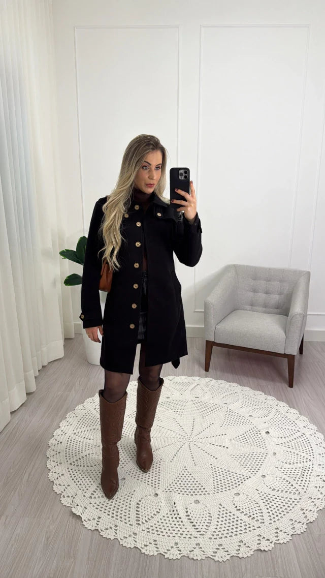 Casaco Trench Coat de Lã Batida Berlim – Elegância e Conforto