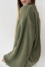 Casaco de Tricot Feminino Ombro Caído