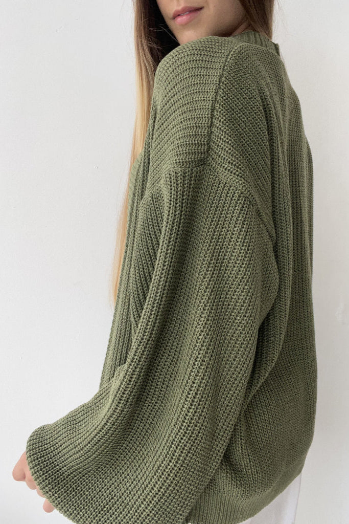 Casaco de Tricot Feminino Ombro Caído