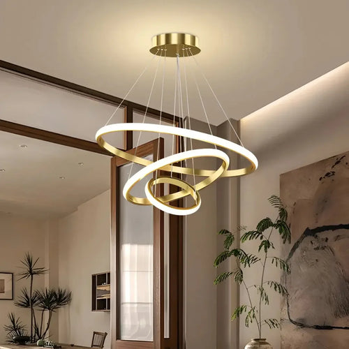 Luminária De Teto Led Pendente 3 Anéis