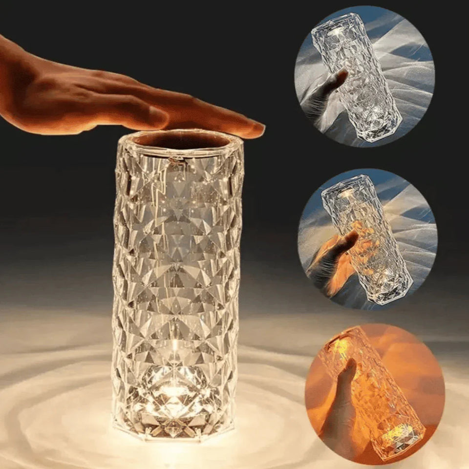 Luminária Cristal de Mesa LED com Controle Remoto