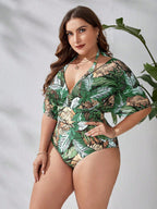 Maiô feminino com mangas transparentes caídas