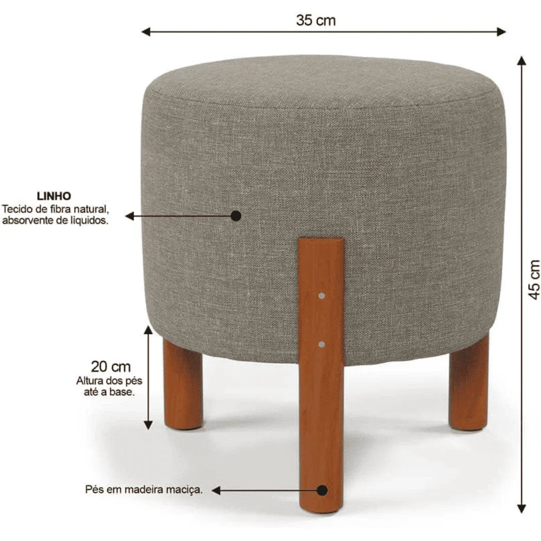 Puff Banqueta Linho Premium Elegante e Conforto