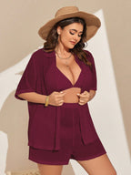 Conjunto de 2 Peças Feminino de Praia com Modelagem Solta e Shorts de Cobertura - Dália