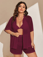 Conjunto de 2 Peças Feminino de Praia com Modelagem Solta e Shorts de Cobertura - Dália