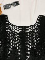 Vestido de Cobertura Feminino com Inserções em Crochê e Mangas Fluidas - Beatriz