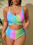 Biquini feminino colorido cintura alta