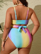 Biquini feminino colorido cintura alta