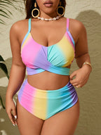 Biquini feminino colorido cintura alta